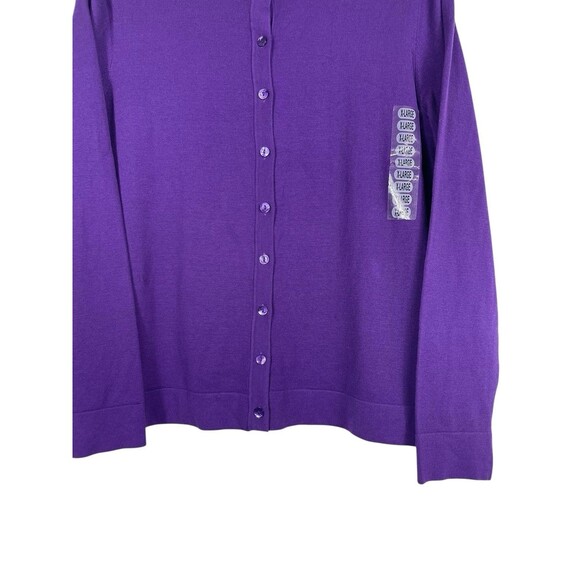August Silk Women’s XL Purple Brocade Button Up Cardigan Sweater NWT Silk Blend - Picture 2 of 11